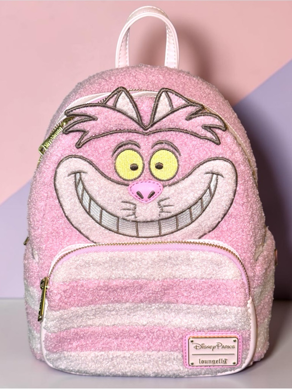 Loungefly Disney Parks Pink Plush Cheshire Cat Mini Backpack